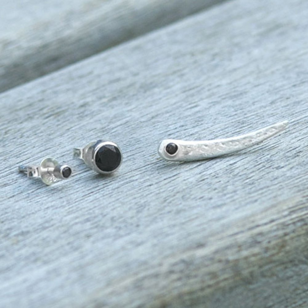 Bauxo Luminous Earring Set Silver/Onyx NEW!